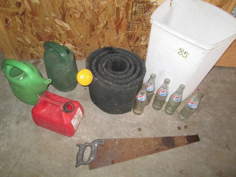 lot 85 image: vintage Pepsi bottles, gas can, wat...