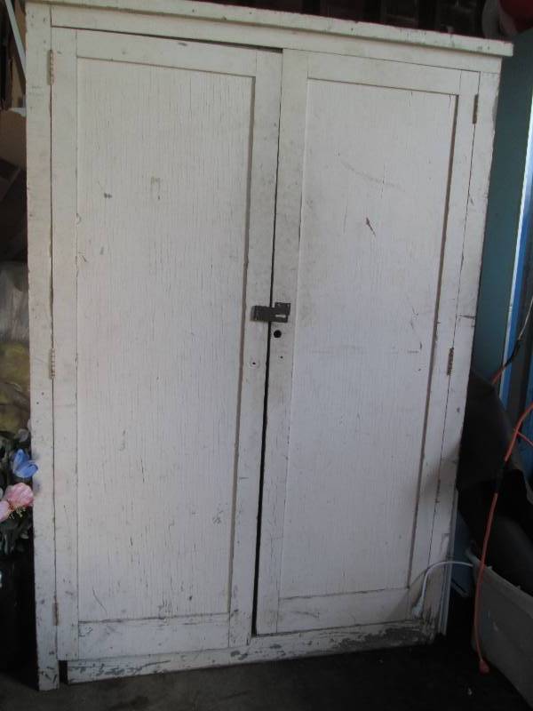 lot 61 image: somewhat rickety vintage wood stora...