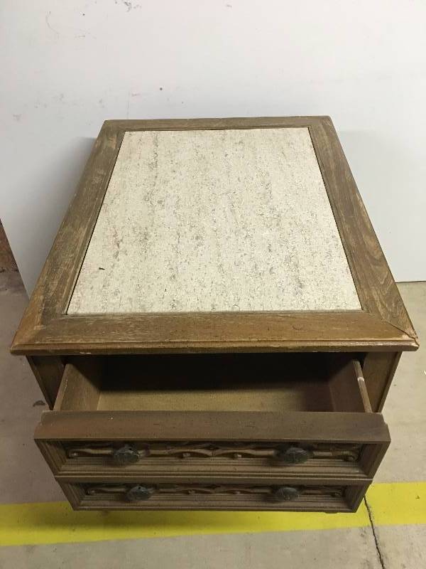 lot 14 image: Granite top end table