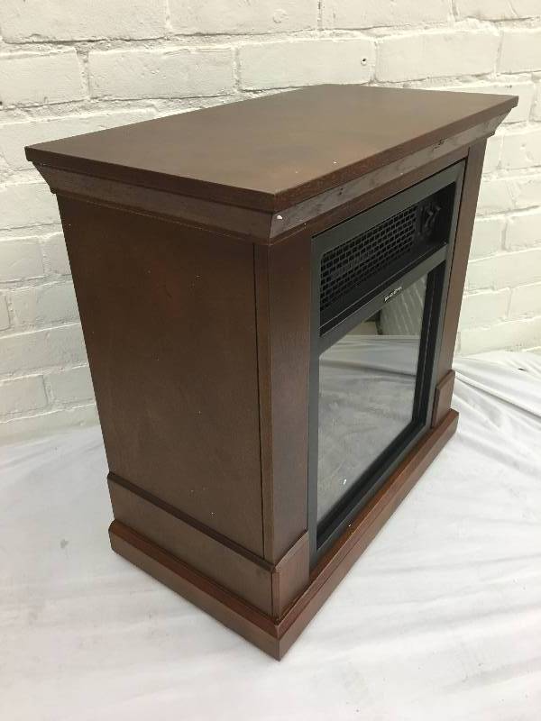lot 258 image: Compact Electric Fireplace Heater - Dark Brown retail $169