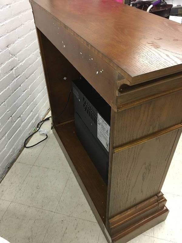 lot 271 image: Oak Fireplace Mantel wElectric Insert Retail $550