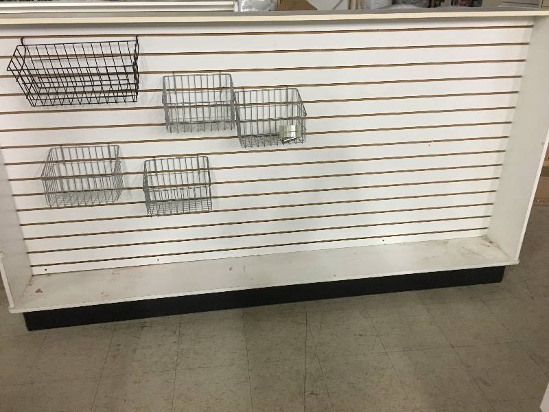 lot 285 image: H-Unit Slatwall Gondola Display - White- ULINE retail $335