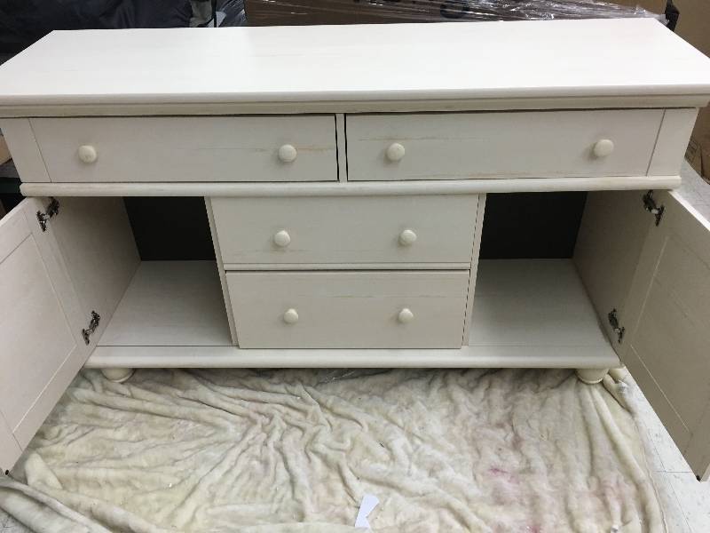 lot 294 image: Sauder Harbor View Dresser, Antiqued White Finish retail $299