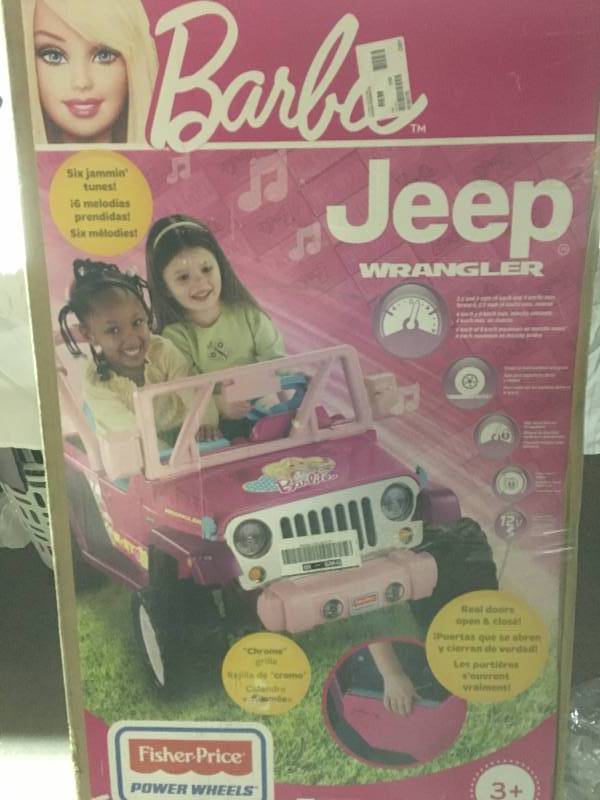 lot 250 image: Power Wheels Barbie Jammin Jeep Wrangler  retail $250