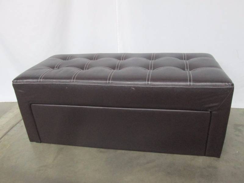 lot 35 image: Alcove Leather-Look Bench Ottoman with Drawer