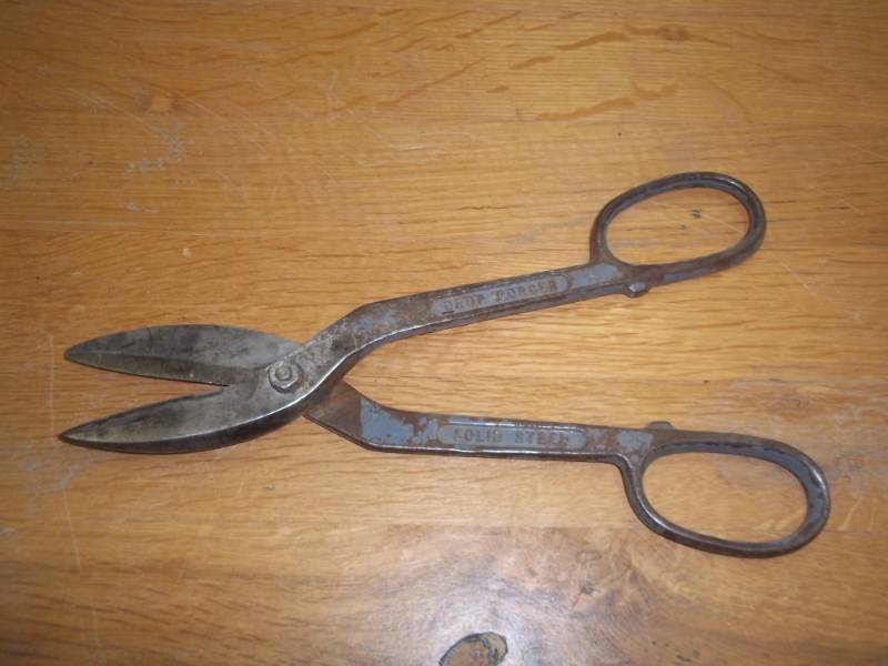 lot 6 image: solid steel drop forged shears (stamped WISS U.S.A)