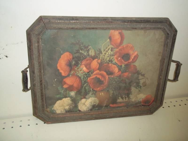 lot 128 image: rose serving tray whandles