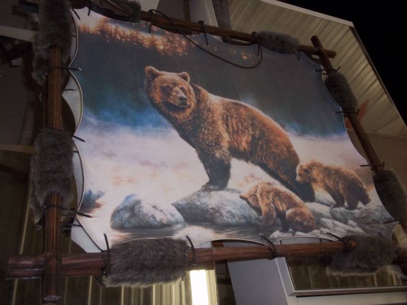 lot 165 image: bear and cubs picture wwood frame needs repair