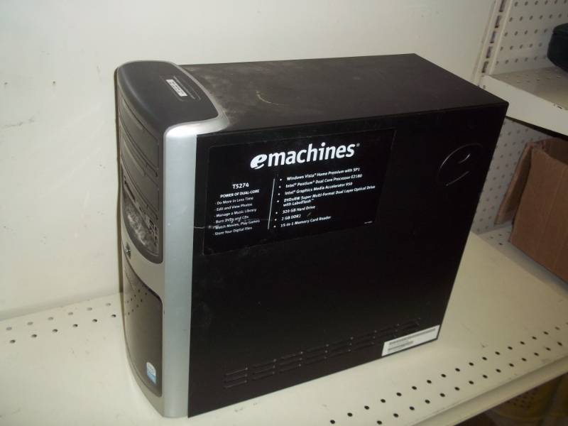 lot 171 image: windows e machine pc (2 gb ram, 320gb hard drive, intel pentium dual core, vista, dvd drive)