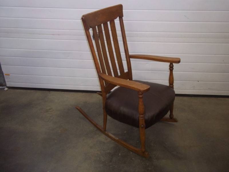 lot 215 image: rocking chair with leather seat