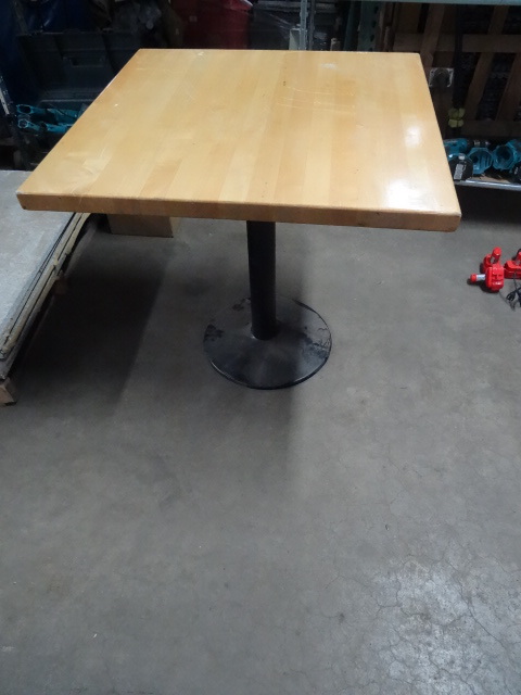 lot 139 image: Wood Table with Metal Base 30 X 30