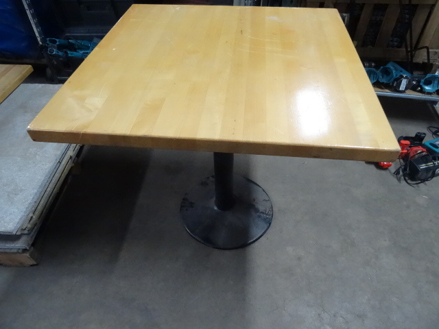 lot 140 image: Wood Table with Metal Base 30 X 30