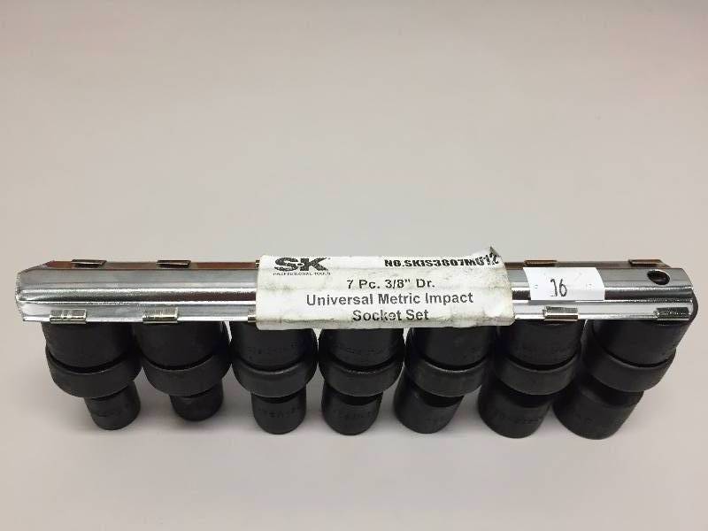 lot 16 image: S-K 7 PC 38 DRIVE UNIVERSAL METRIC IMPACT SOCKET SET 10MM-17MM