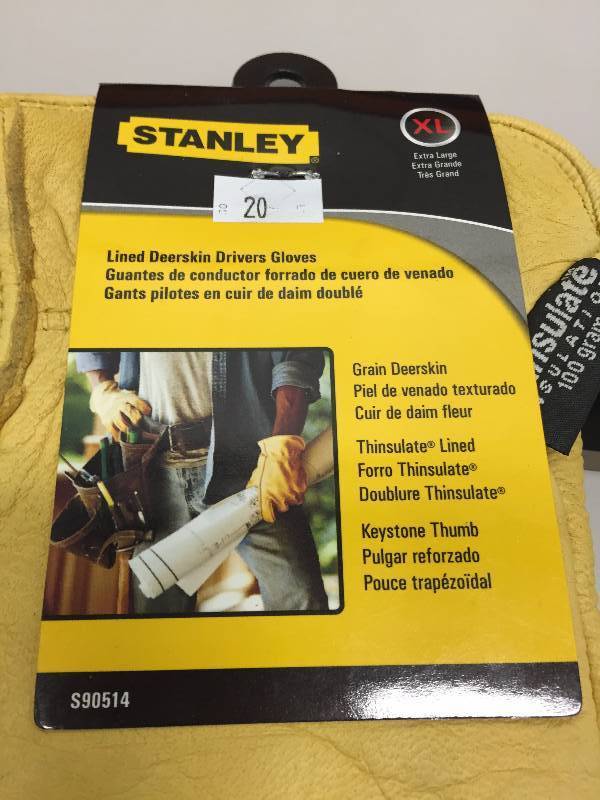 lot 20 image: STANLEY LINED DEER SKIN DRIVING GLOVES, THINSULATE LINED