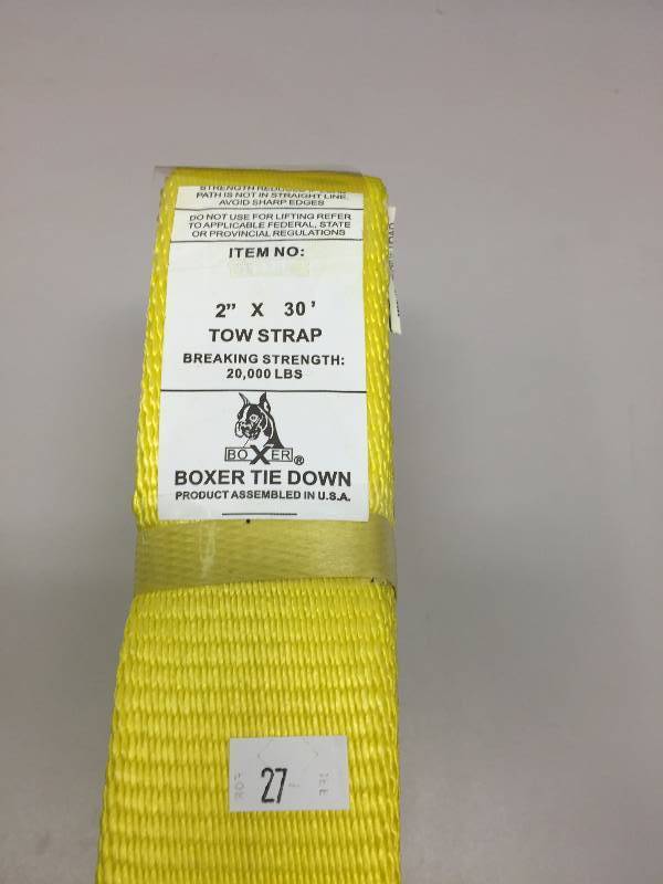 lot 27 image: TOW STRAP 2X30, BREAKING STRENGTH 20,000 LBS