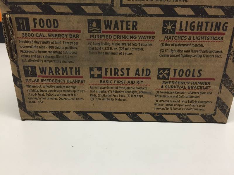 lot 52 image: ZOMBIE 3 DAY SURVIVAL KIT