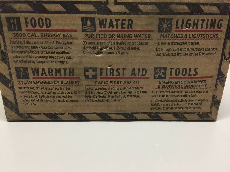 lot 53 image: ZOMBIE 3 DAY SURVIVAL KIT
