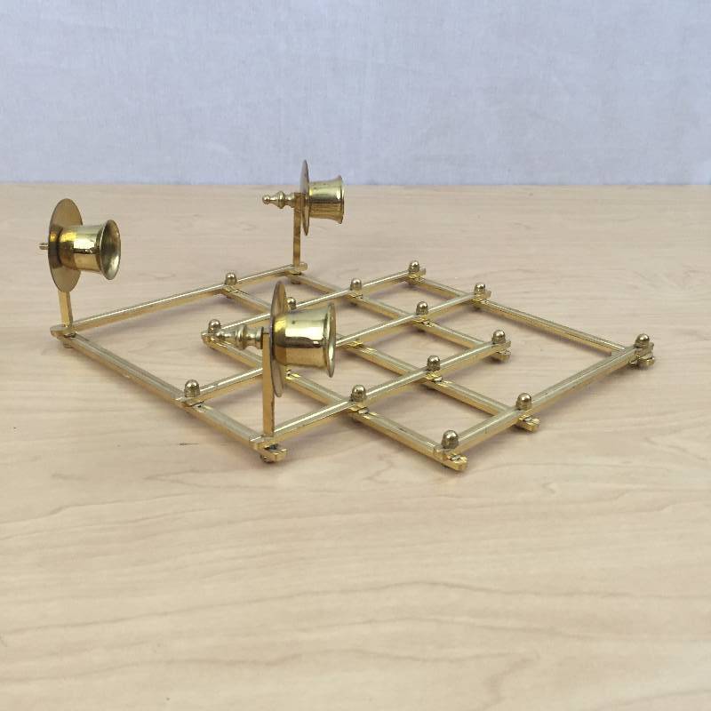 lot 6 image: Vintage Mid Century Modern Criss Cross Adjustable Brass Wall Sconce 3 light Candelabra Candle Holder