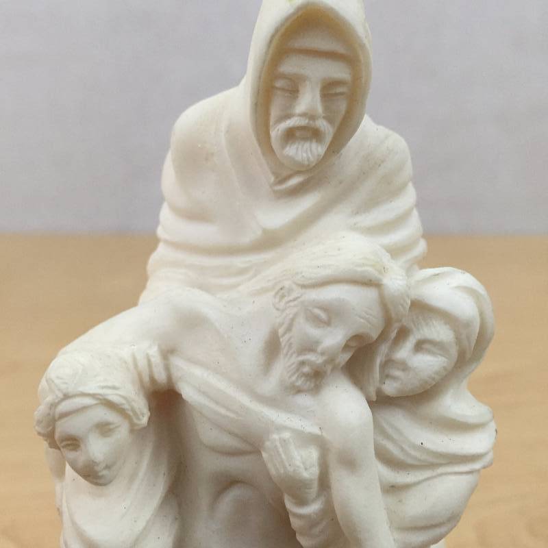 lot 12 image: Vintage Collectible High End Sculpture Jesus by the Cross Station 13 Carved Alabaster Signed Sculpture A. Giannetti Paperweight - NOT Resin  Excellent