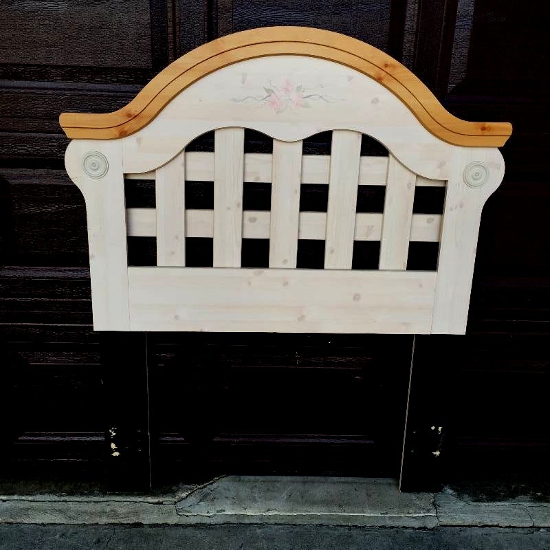 lot 70 image: Beautiful Floral Painted  Princess Bouquet  Kathy Ireland HOM Chest of Drawers & Matching Twin Size Headboard Standard Furniture Company - Occasional Scuffs - Original Retail $800.00