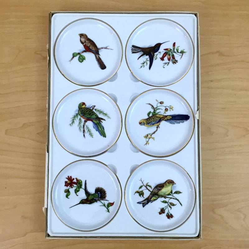 lot 25 image: Fabulous Bird Lovers Vintage Collectible NEW IN BOX - Delightful Furstenberg Porzellan Seit 1747 Set of Six Bird Coasters 4 Made in West Germany