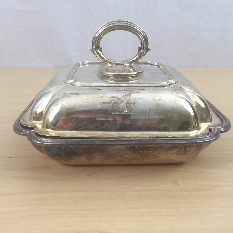 lot 30 image: Spectacular Antique 1870s E & E Immanuel Silverplate The Hard Portsea Serving Entree Dish & Lid - Needs Polishing
