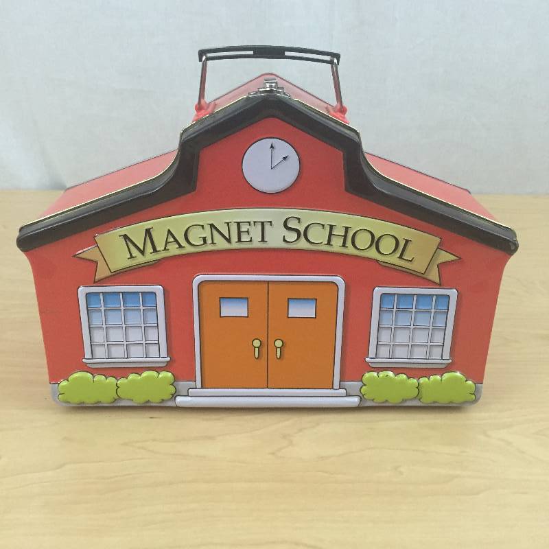lot 36 image: VIntage Parents Magnetic School, Letters, Numbers & Alphabet Cards Made by Bat tat Tin School House Lunch Box Toys Kids Tots Daycare Learning