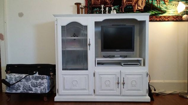 lot 69 image: Vintage Entertainment Unit #2 36.75x21.75x58.25 Top Door Tuck Away - Would look amazing SHABBY CHICD