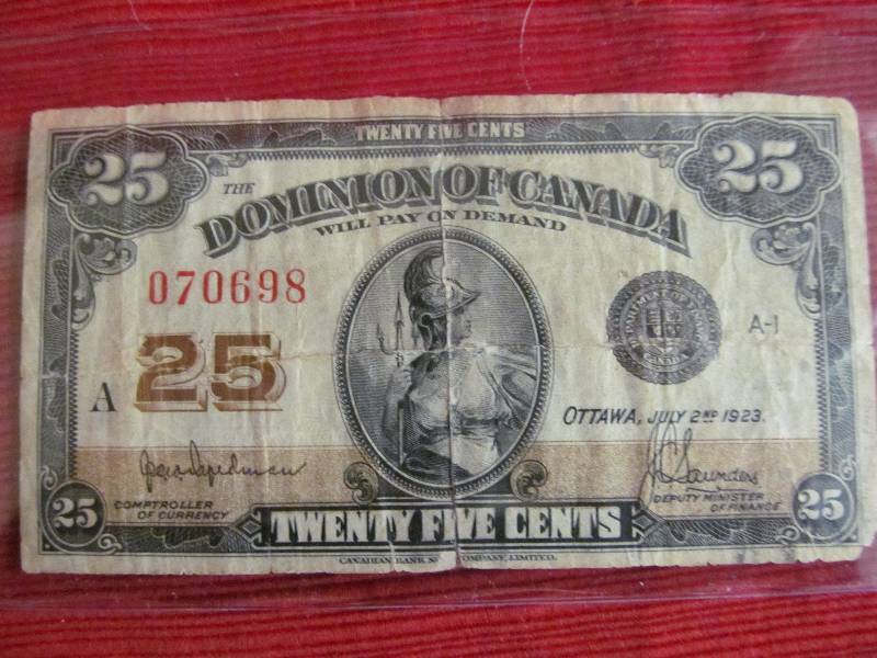 paper 25 cents bill