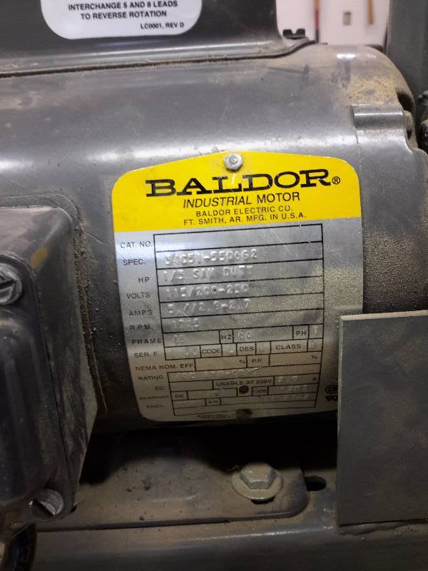 Baldor 13 H.P. 1 in Belt Sander.   Tested and works well.  Extra belts included