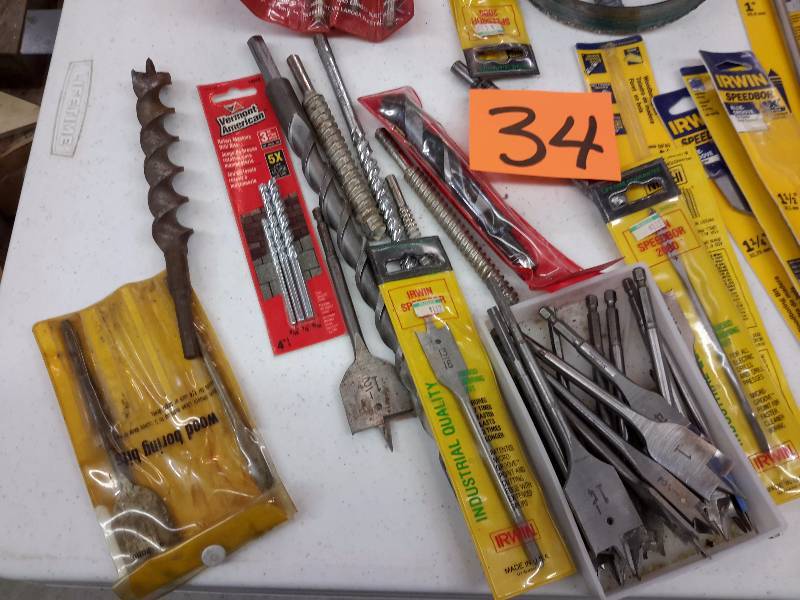 Misc. Hold Saws, masonry, spade bits. .Note the hole saw for cutting recessed lighting in dry wall