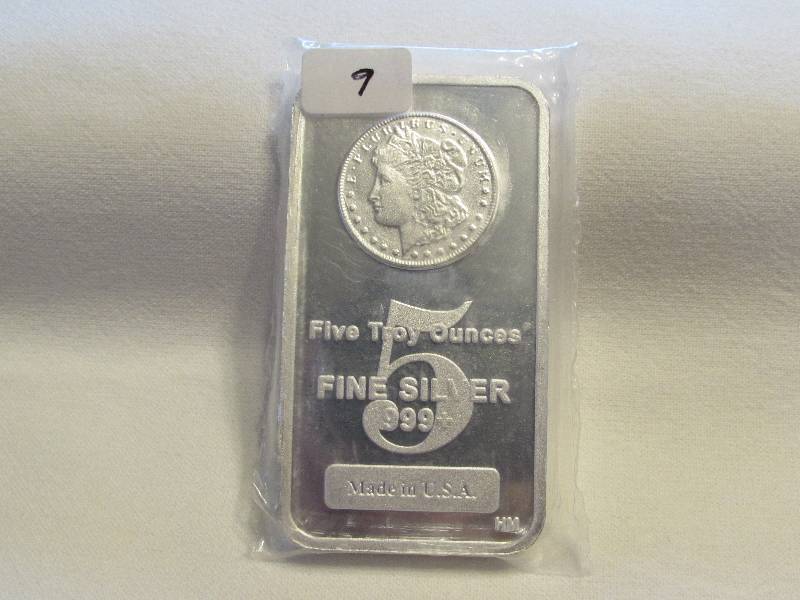5 Troy oz .999 Silver Morgan Silver Dollar Bar