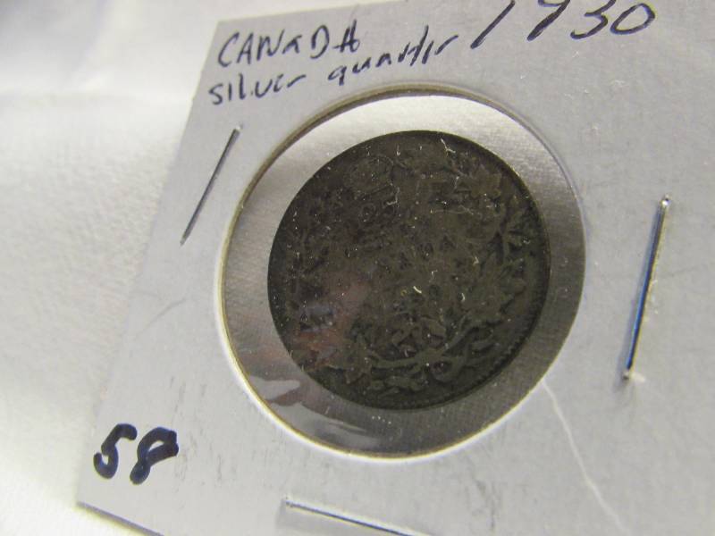 1930 Canada Silver 25 cent piece
