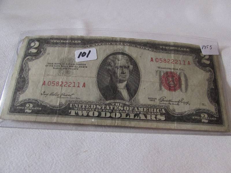 1953 2 Dollar Bill, Red Seal