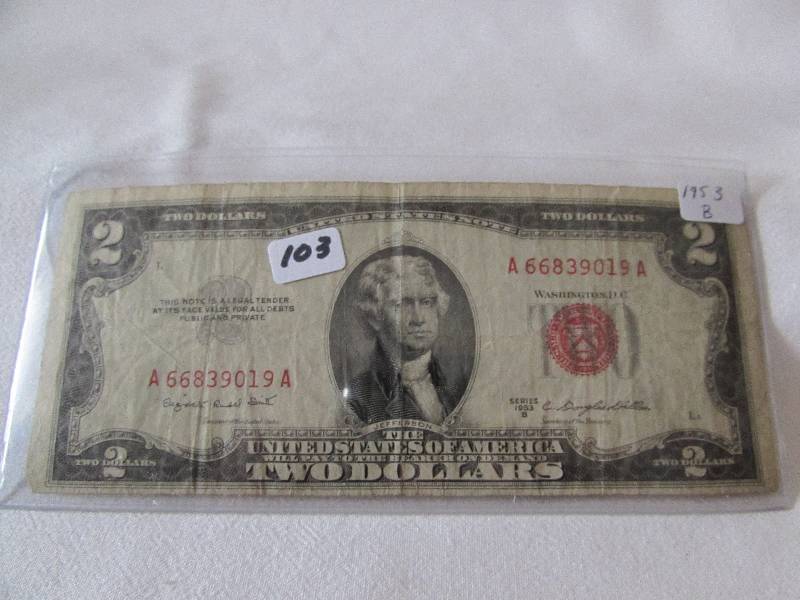 1953 Series B, 2 Dollar Red Seal