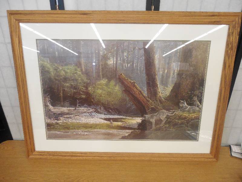 lot 85 image: WOLF THEMED LIMITED EDITION PAINTING