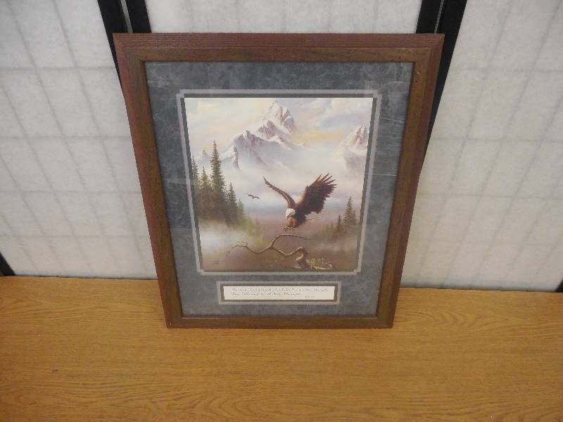 lot 88 image: BALD EAGLE PAINTING WITH FRAME