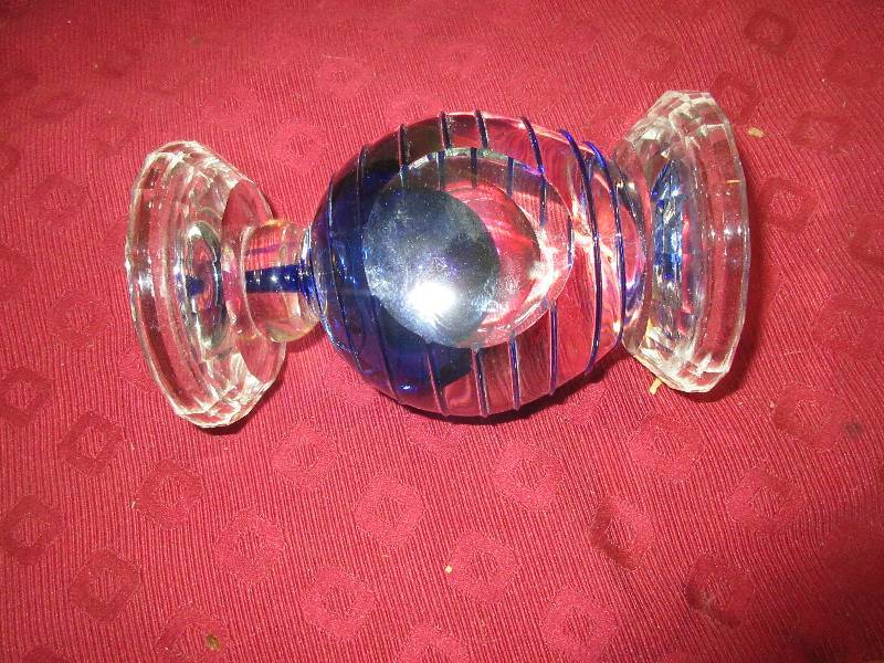COBALT BLUE AND CLEAR CANDLE HOLDER