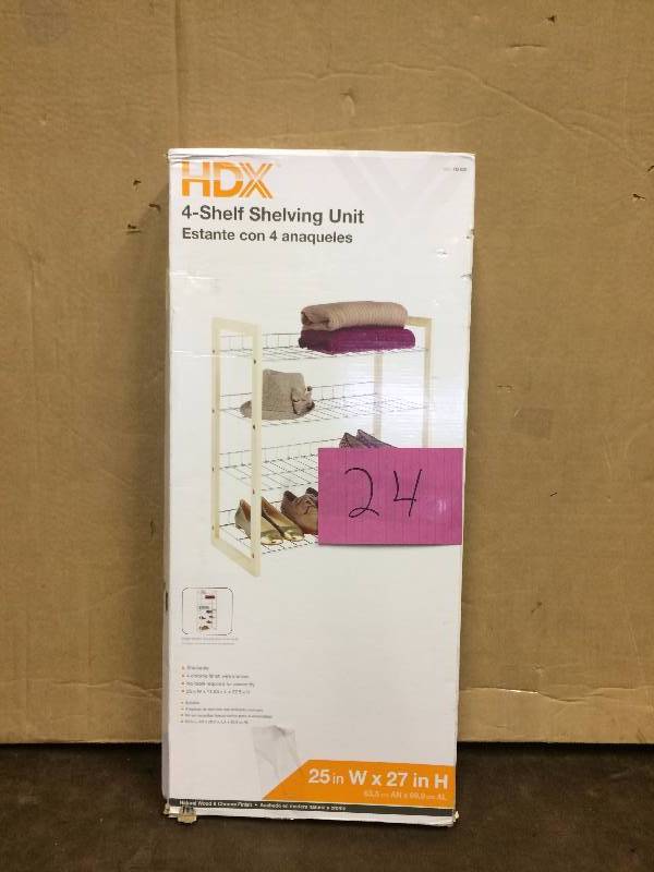 lot 24 image: HDX 4 Shelf Shelving Unit New