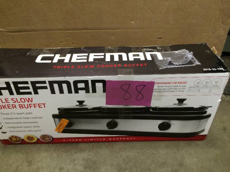 lot 88 image: Chefman Triple Slow Buffet Cooker