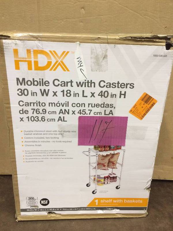 lot 117 image: HDX Mobile Cart with Casters New