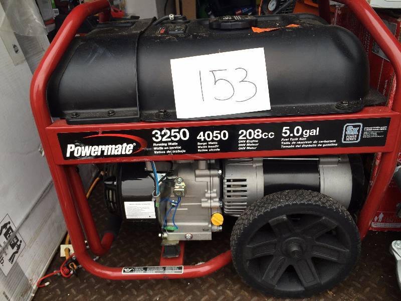 lot 153 image: Powermate PM0123250, 3250 Running Watts4050 Starting Watts, Gas Powered Portable Generator
