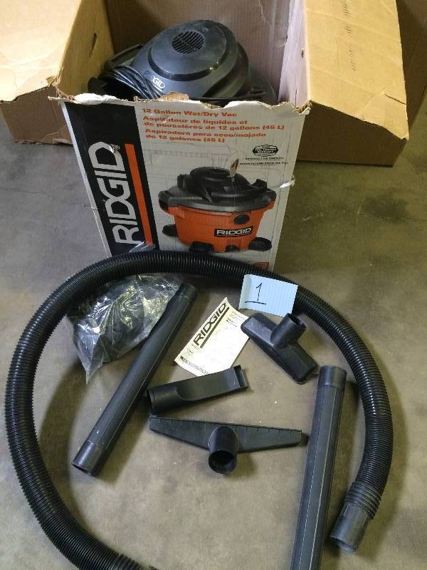 lot 1 image: Ridgid 12 Gal. 5 PHP WetDry Vacuum Model # WD1270