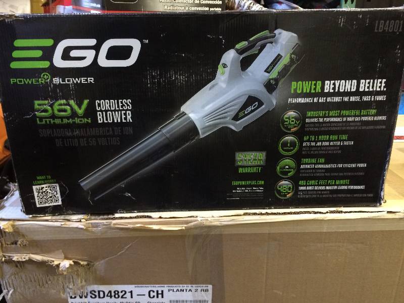 lot 6 image: EGO 480 CFM 3-Speed Turbo 56-Volt Lithium-ion Cordless Electric Blower Like New conditions tested