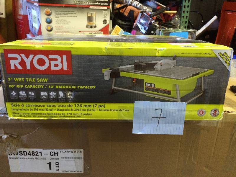 lot 7 image: RYOBI 7 in. Tabletop Tile Saw Model # WS722 Used working condition