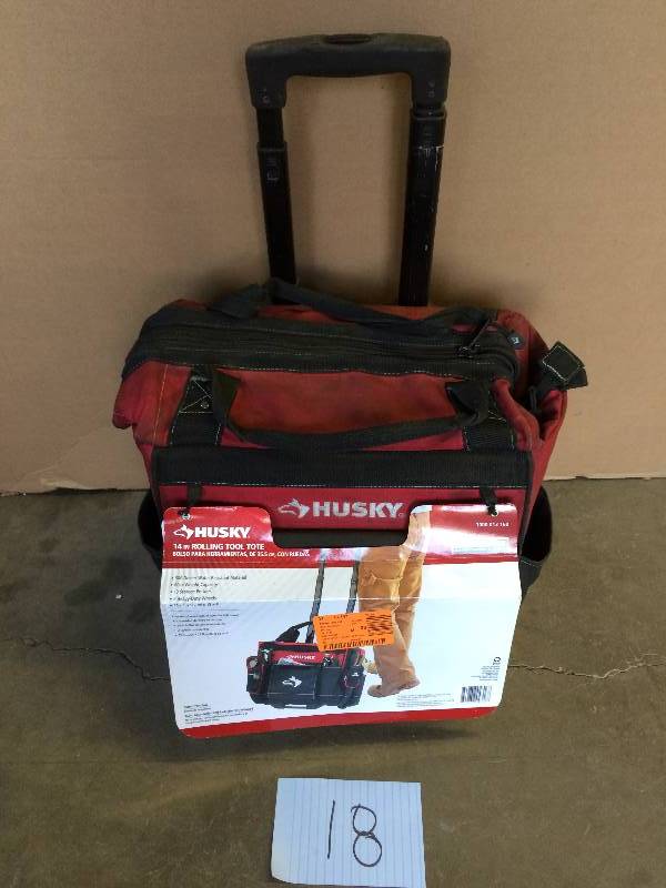 lot 18 image: Husky 14 in. Rolling Tool Tote used