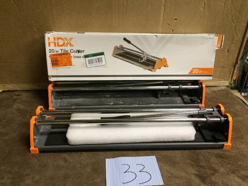 lot 33 image: Lot of 2 HDX 20 in. Tile Cutter with 12 in. Cutting Wheel one New and one used tested