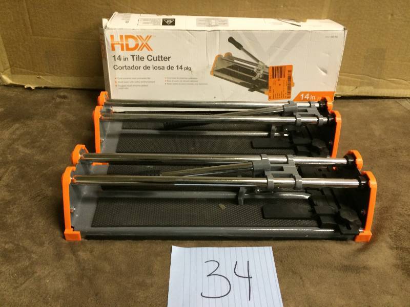 lot 34 image: Lot of 2 The HDX 14 in. Tile Cutter with 12 in. Cutting Wheel  working conditions
