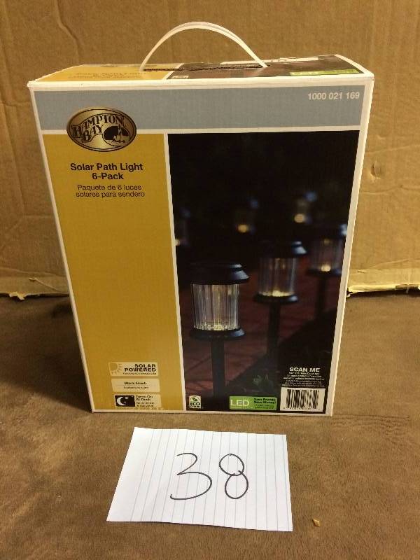 lot 38 image: Hampton Bay Solar Black LED Pathway Light (6-Pack) NEW