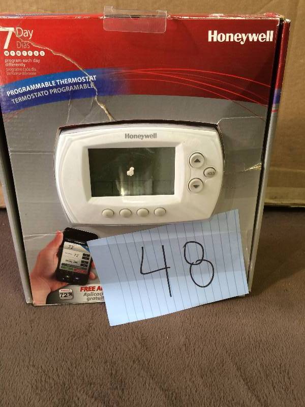 lot 48 image: Honeywell Wi-Fi 7 - Day Programmable Thermostat  Free App Model # RTH6580WF